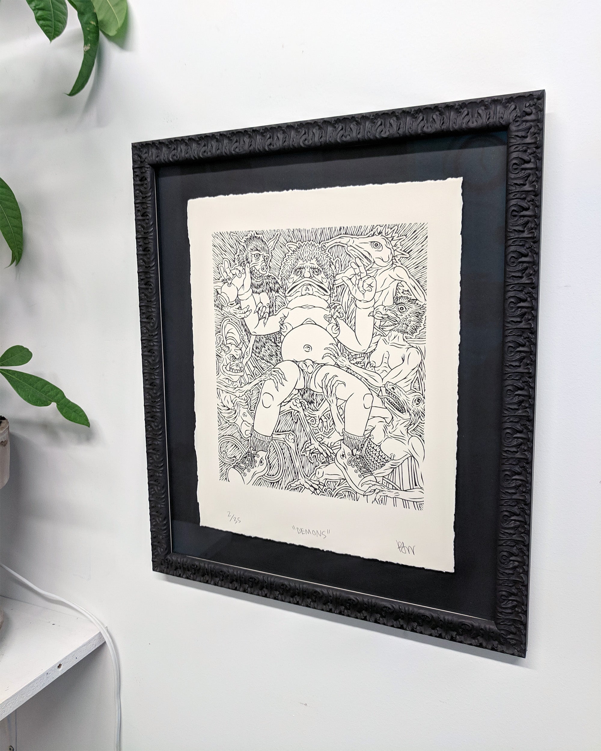 &quot;Demons&quot; Linocut