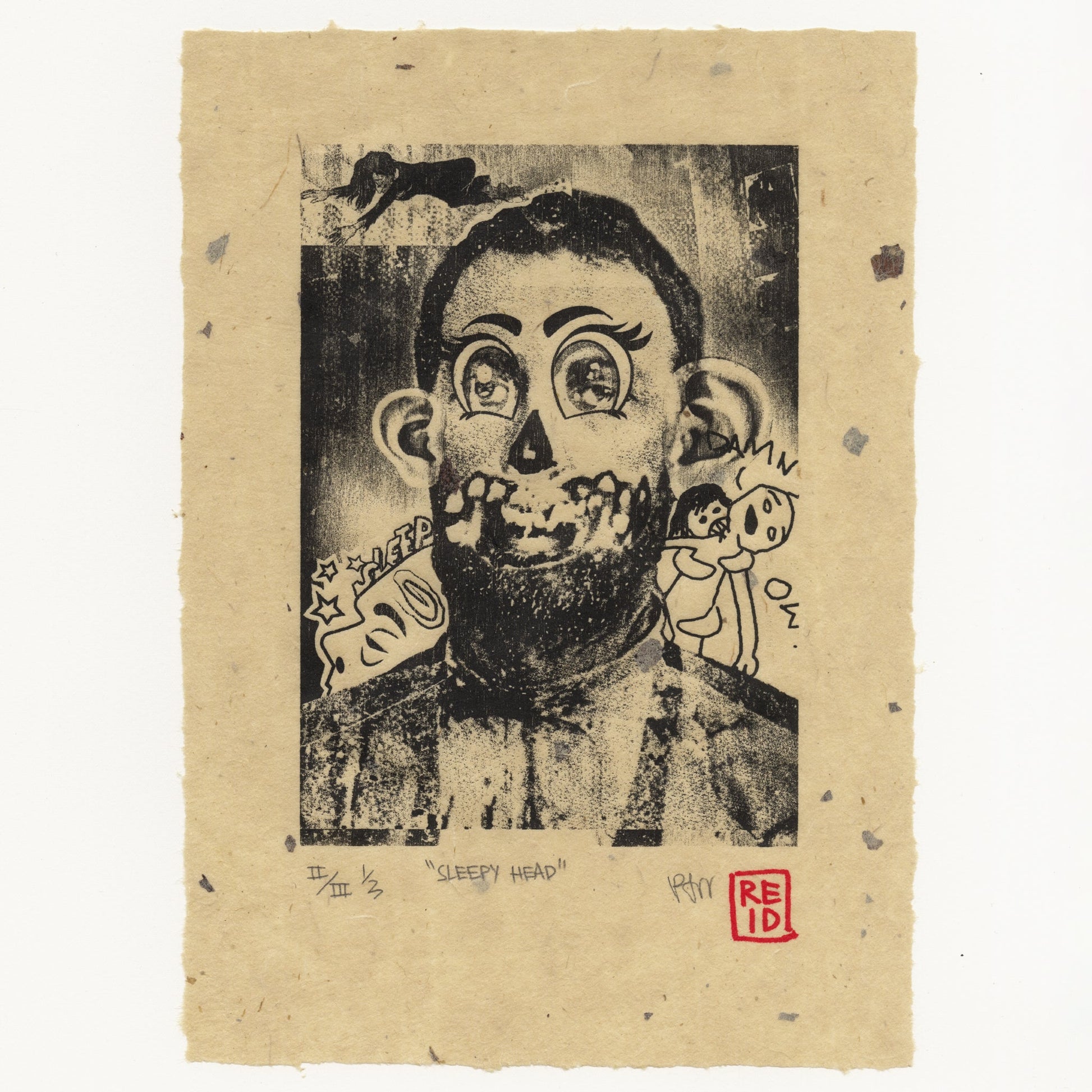 &quot;Sleepy Head&quot; Woodblock Print