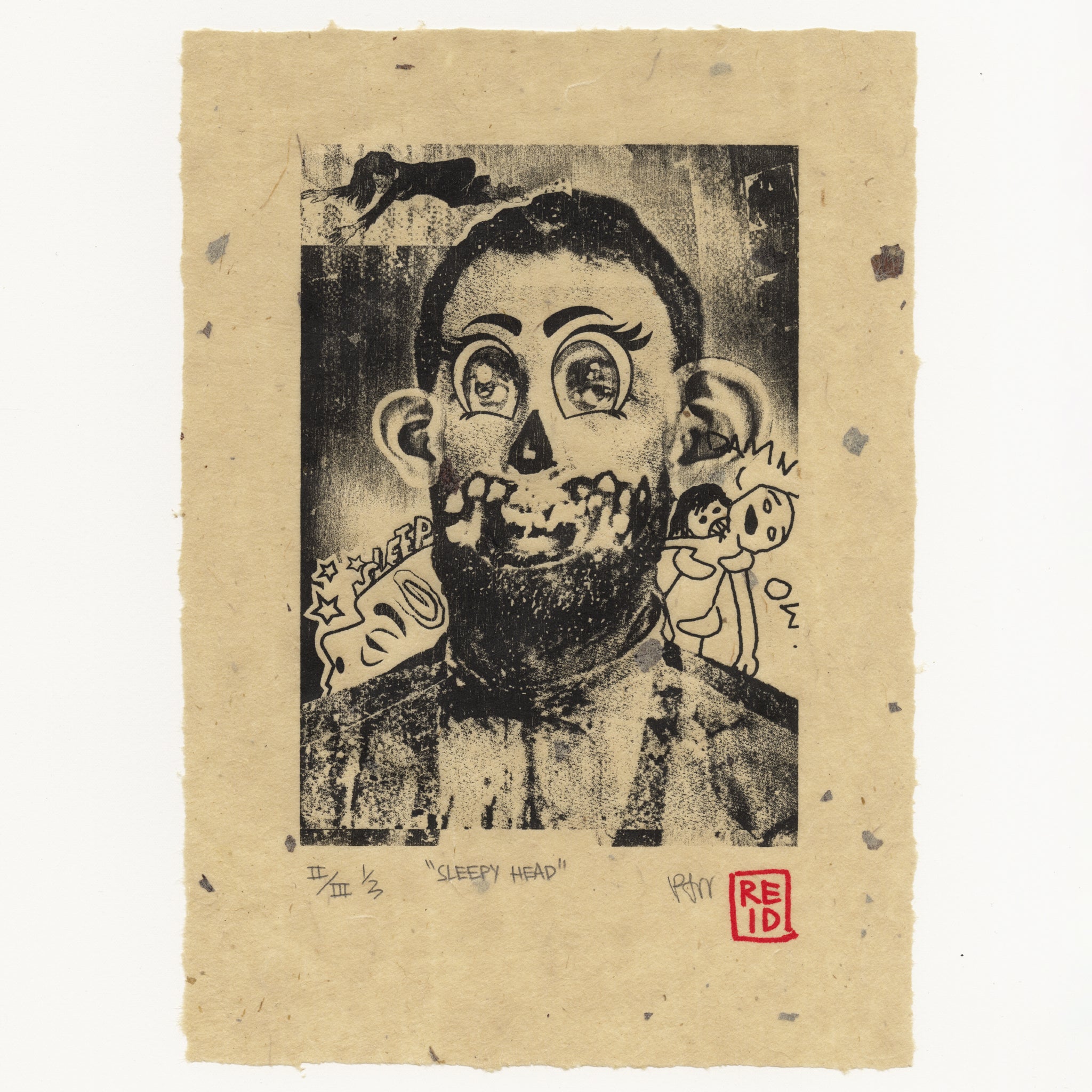 &quot;Sleepy Head&quot; Woodblock Print