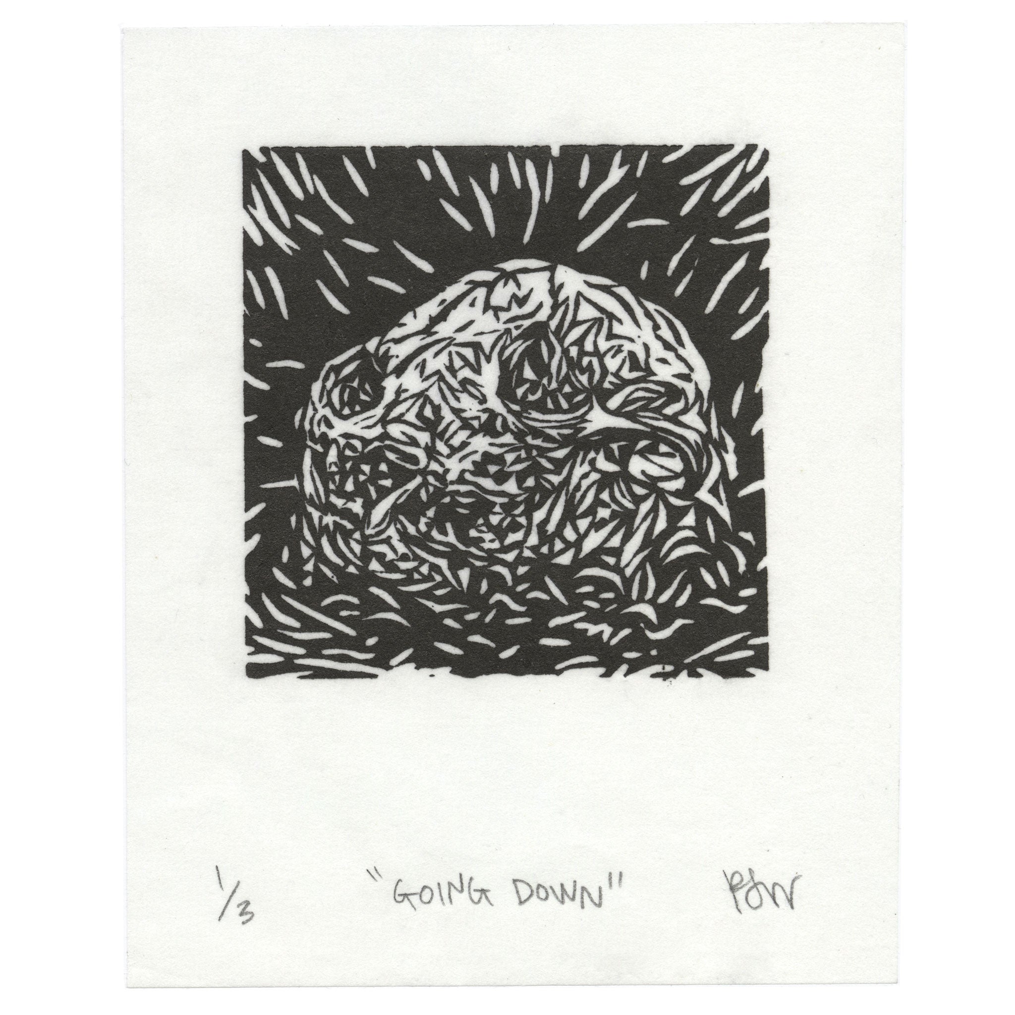 &quot;Going Down&quot; Linocut