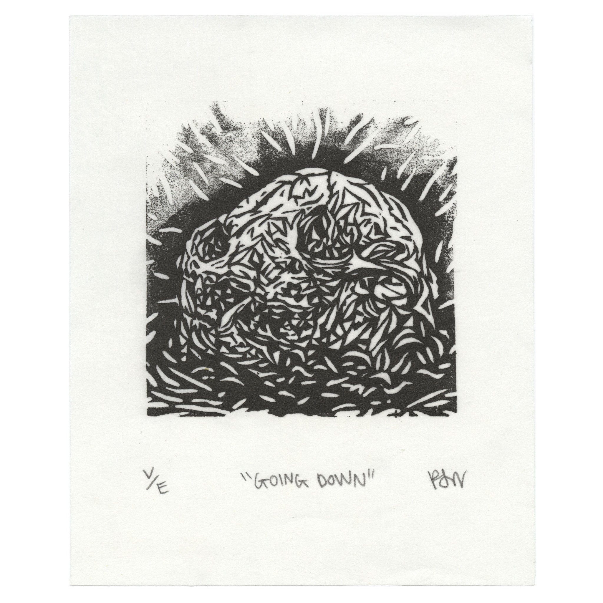 &quot;Going Down&quot; Linocut