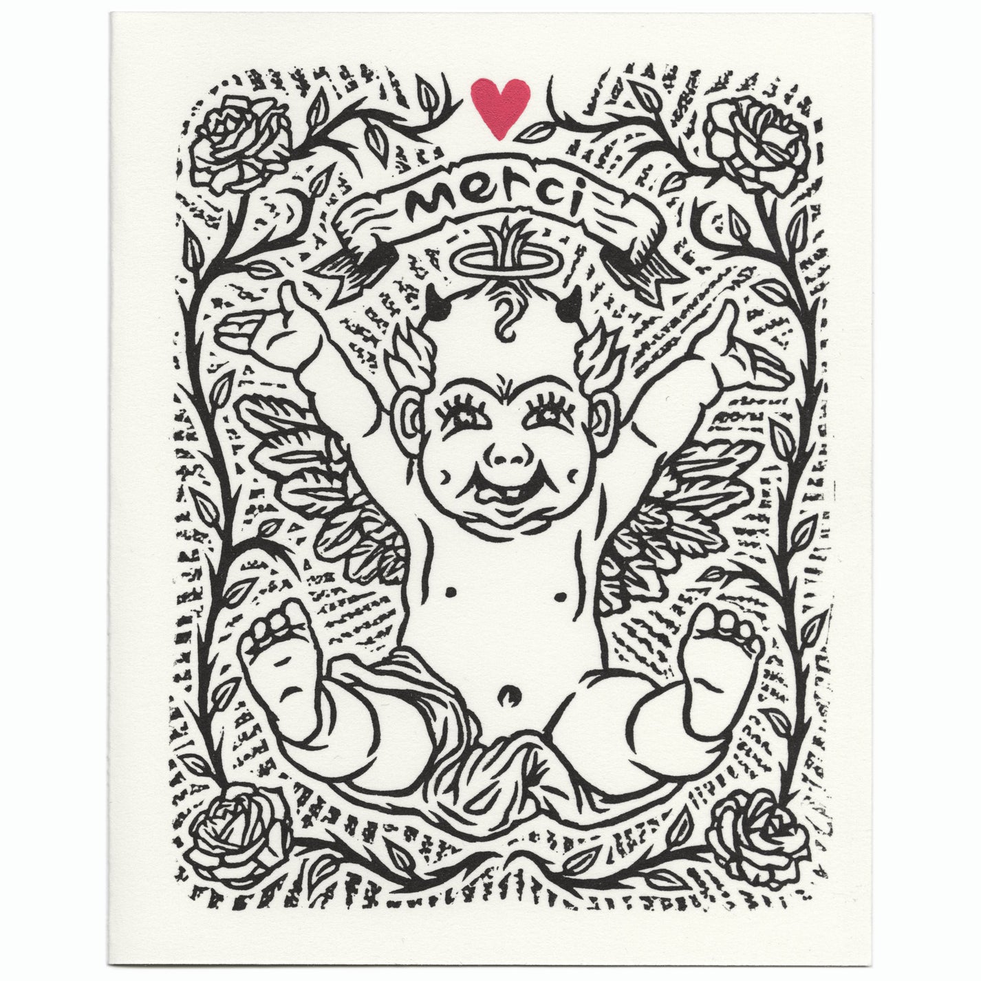 &quot;Merci&quot; Linocut Greeting Card (Copy)